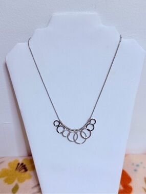 Lia Sophia "Look See" Silver Snake Chain Necklace w Circles & Silver Beading